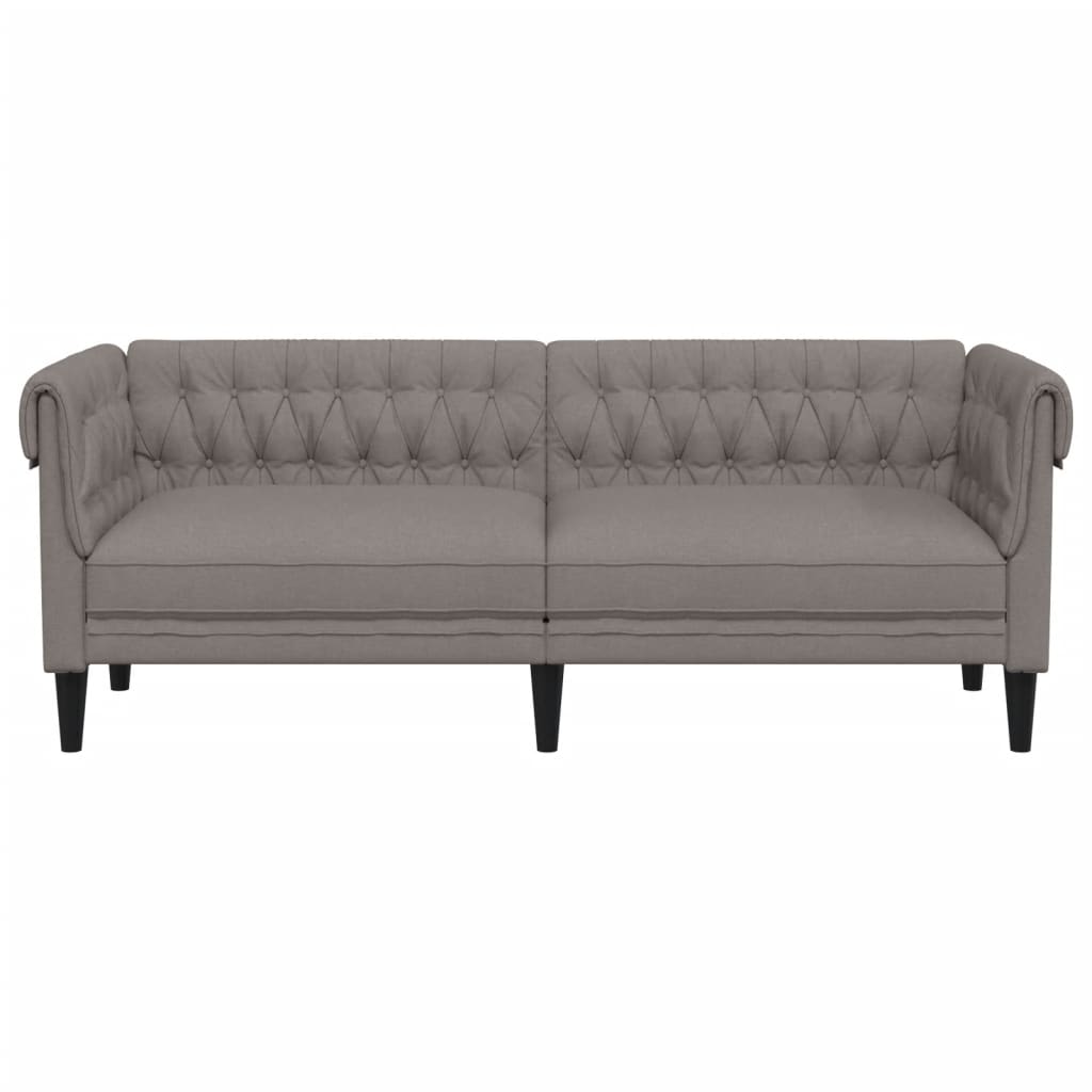 vidaXL Canapé Chesterfield 3 places taupe tissu