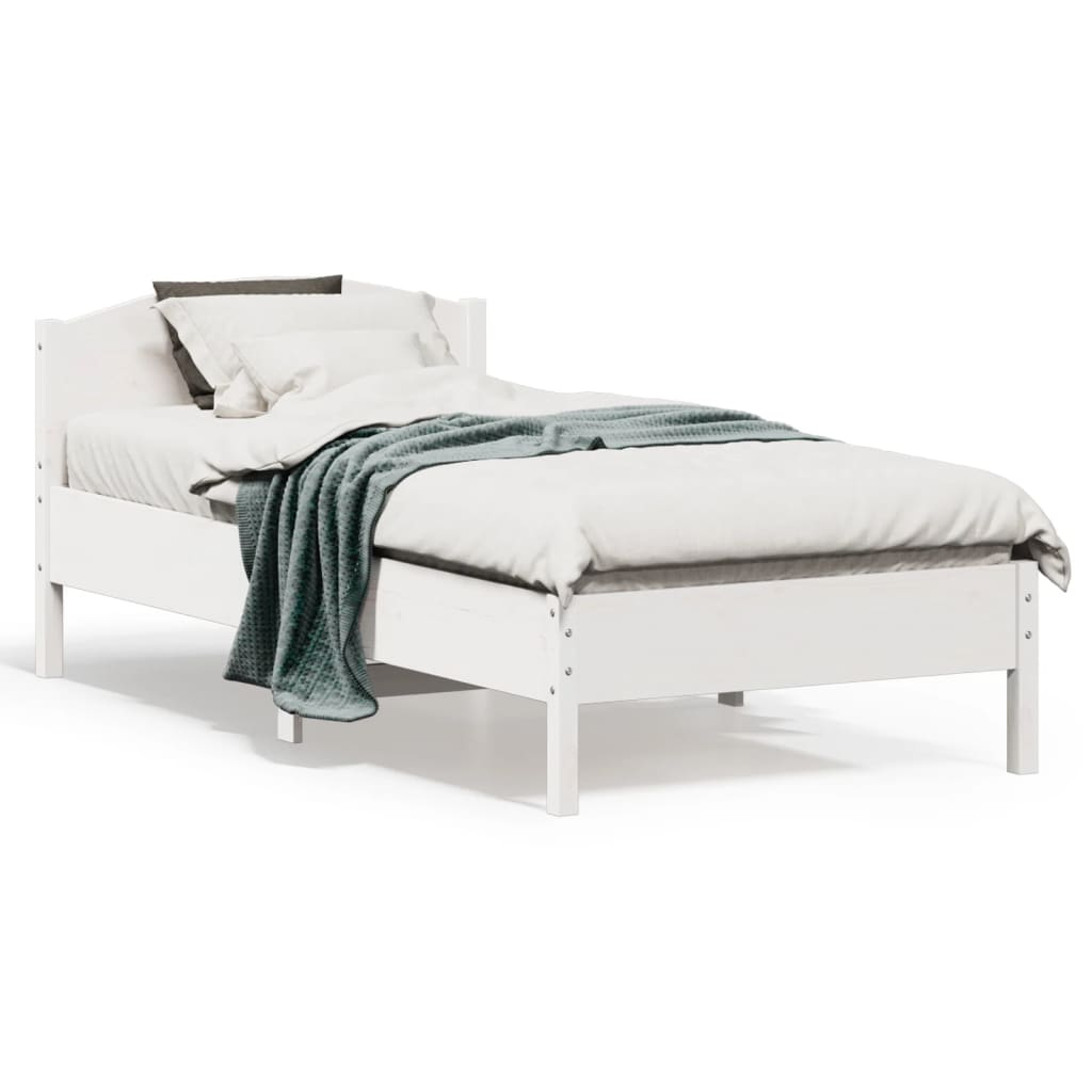 vidaXL Cadre de lit avec tête de lit blanc 90x190cm bois de pin massif