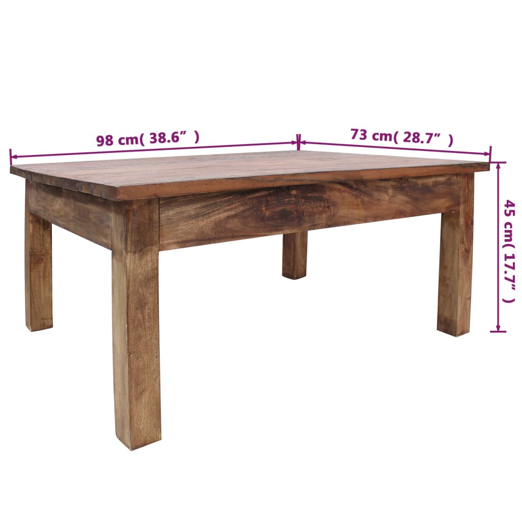 vidaXL Table basse Bois de récupération massif 98 x 73 x 45 cm