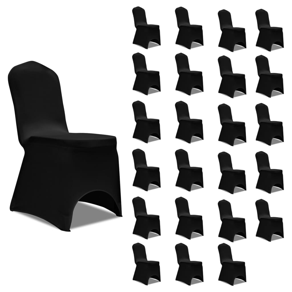 vidaXL Housses élastiques de chaise Noir 24 pcs