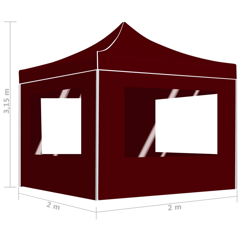 vidaXL Tente de réception pliable avec parois Aluminium 2x2 m Bordeaux