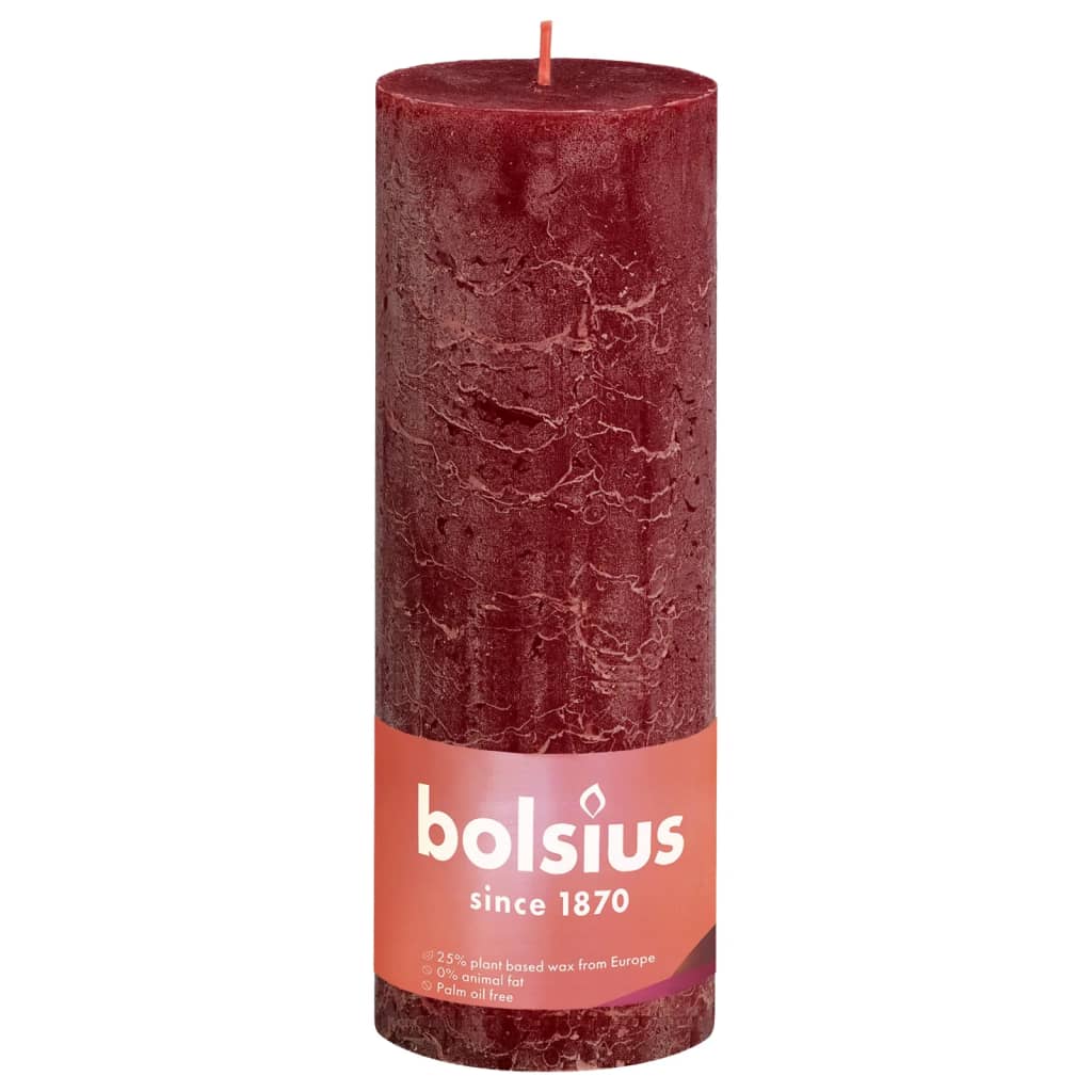 Bolsius Bougies pilier rustiques Shine 4 pcs 190x68 mm Rouge velours