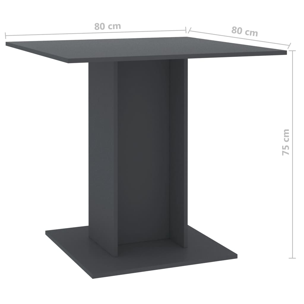 vidaXL Table de salle à manger Gris 80 x 80 x 75 cm Aggloméré