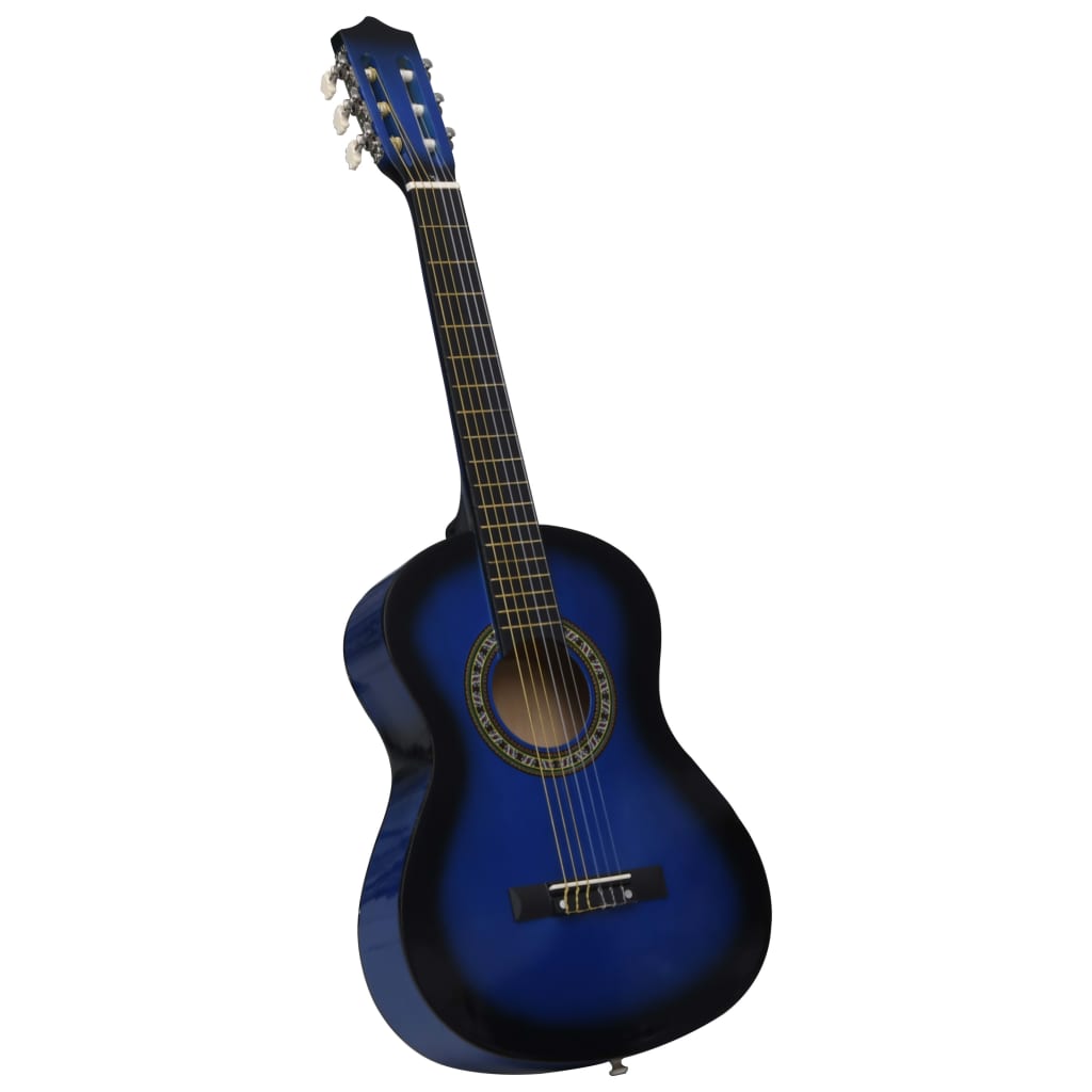 vidaXL Guitare classique avec sac de débutants et enfants Bleu 1/2 34"