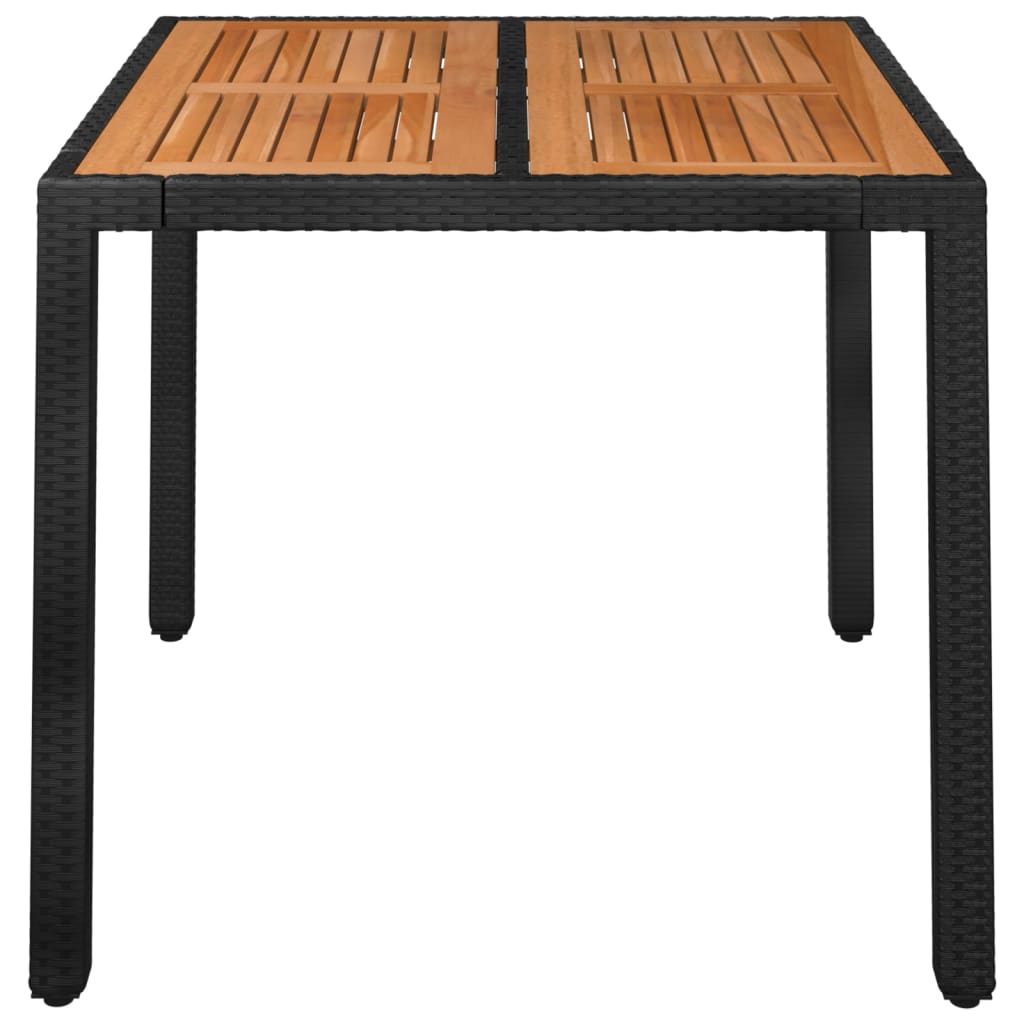 vidaXL Table de jardin dessus en bois Noir 90x90x75 cm Résine tressée