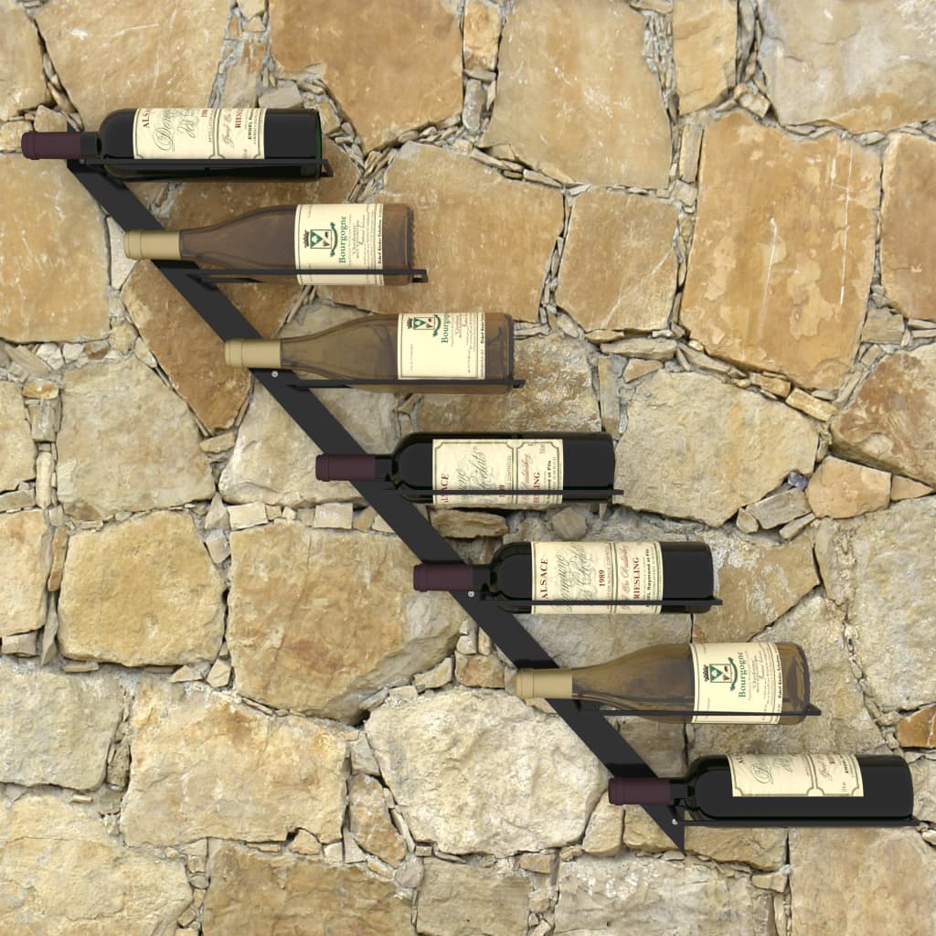 vidaXL Casier à bouteilles mural pour 7 bouteilles Noir Métal