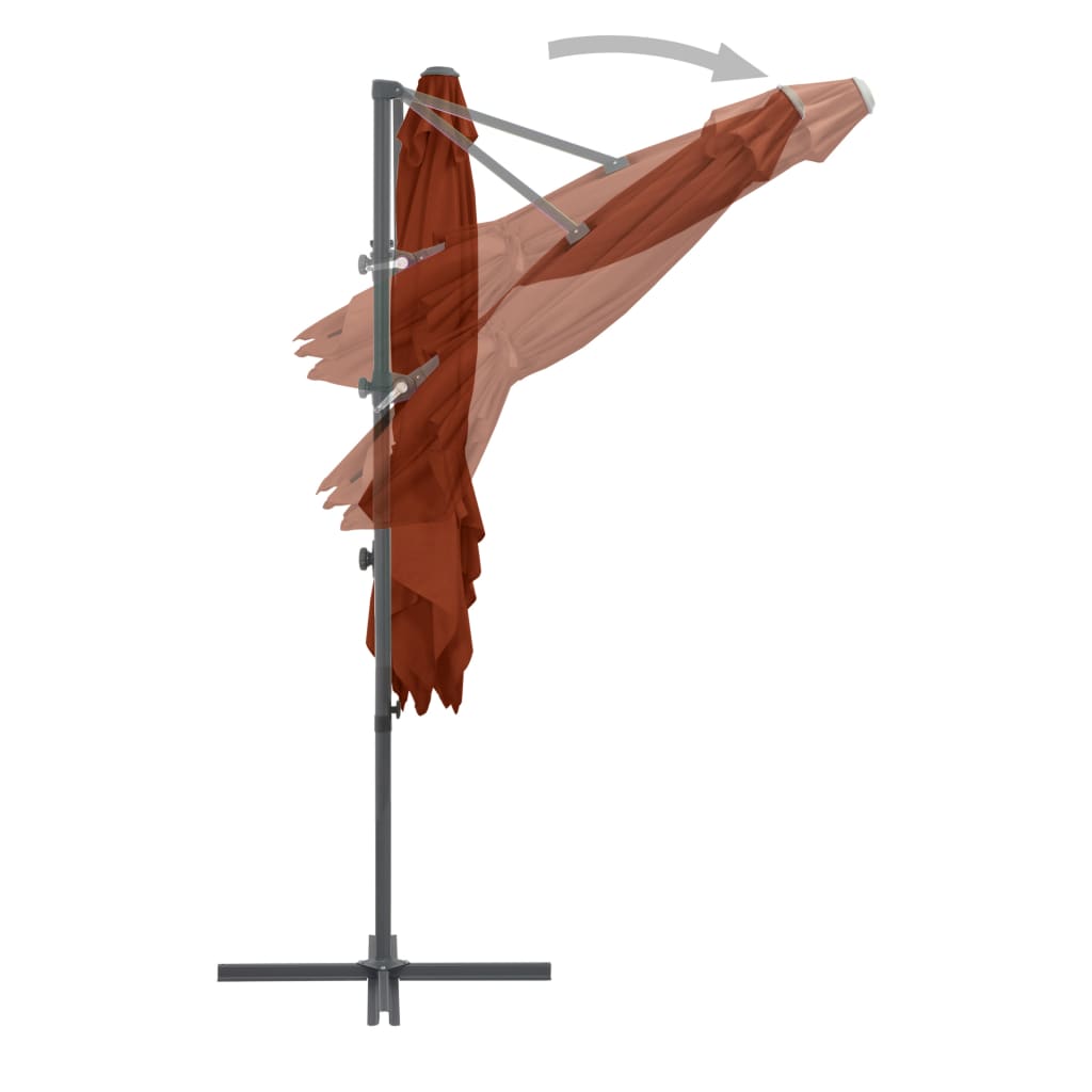 vidaXL Parasol déporté avec mât en acier Terre cuite 250x250 cm