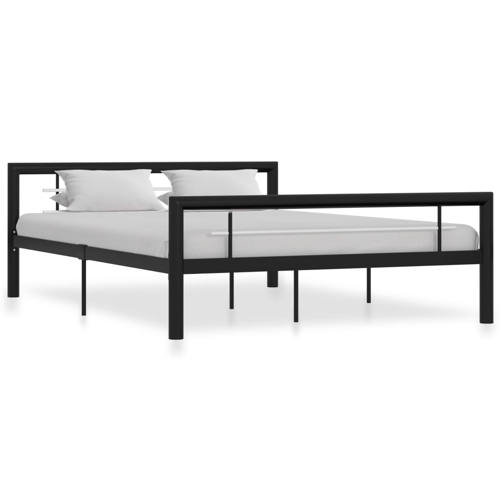 vidaXL Cadre de lit Noir et blanc Métal 120 x 200 cm