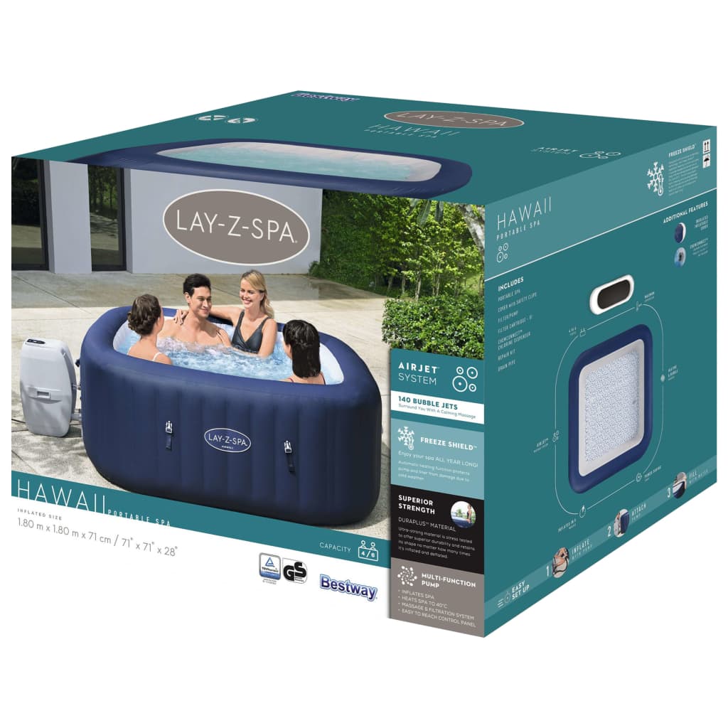 Bestway Lay-Z-Spa Bain à remous gonflable Hawaii AirJet