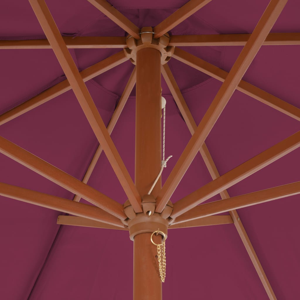 vidaXL Parasol avec mât en bois 300 cm Rouge bordeaux