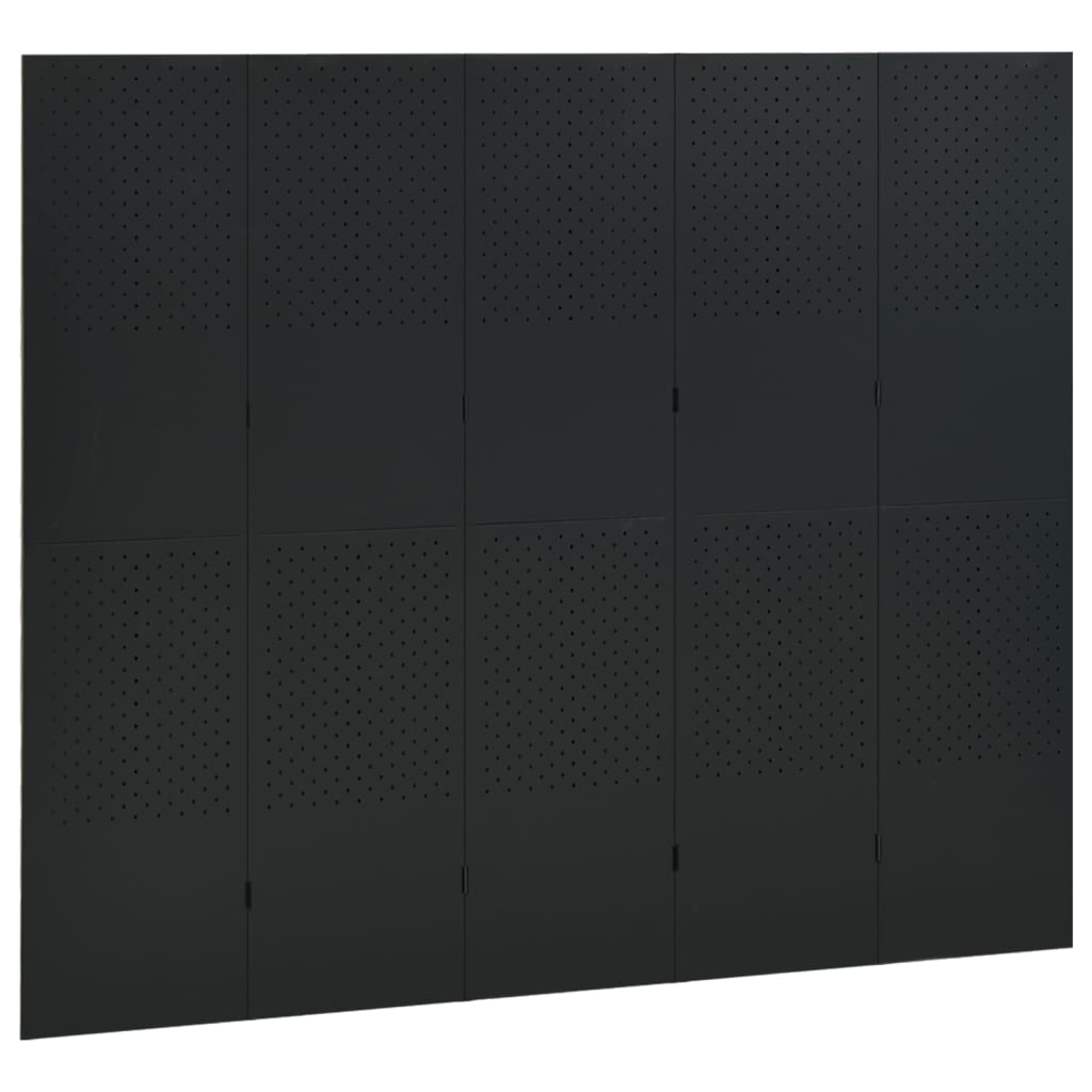 vidaXL Cloisons de séparation 5 panneaux 2 pcs Noir 200x180 cm Acier