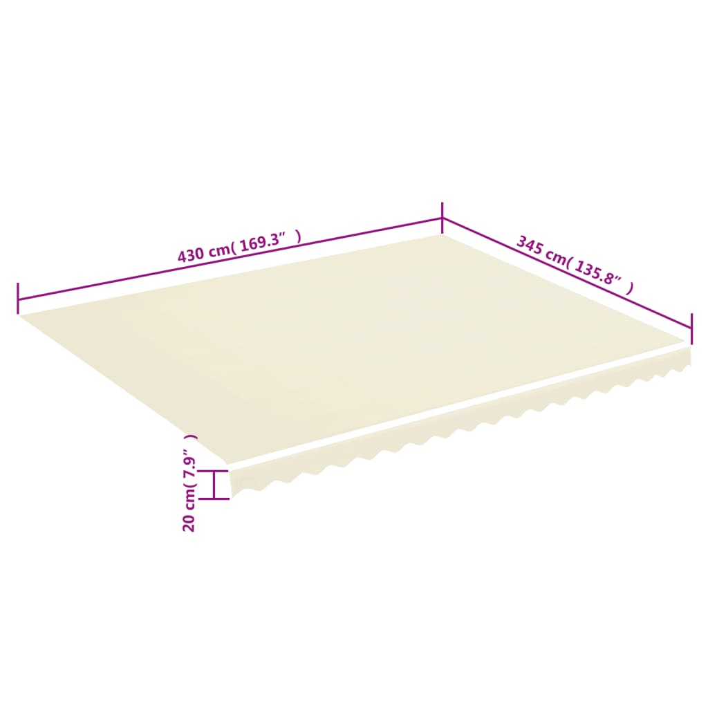 vidaXL Tissu de remplacement pour auvent Crème 4,5x3,5 m