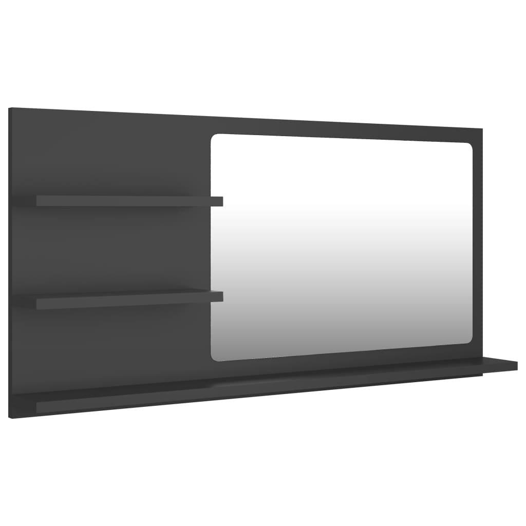 vidaXL Miroir de salle de bain Gris 90x10,5x45 cm Aggloméré