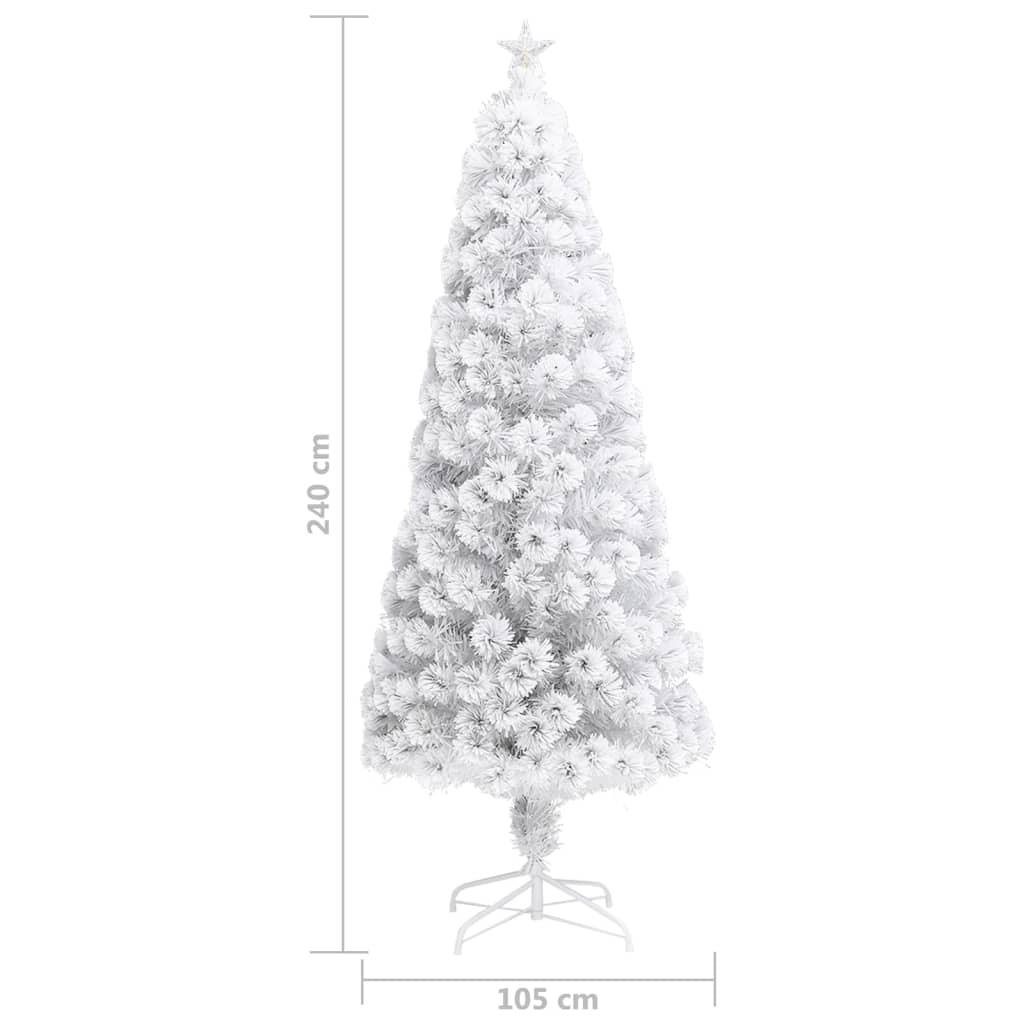 vidaXL Arbre de Noël artificiel pré-éclairé blanc 240 cm fibre optique