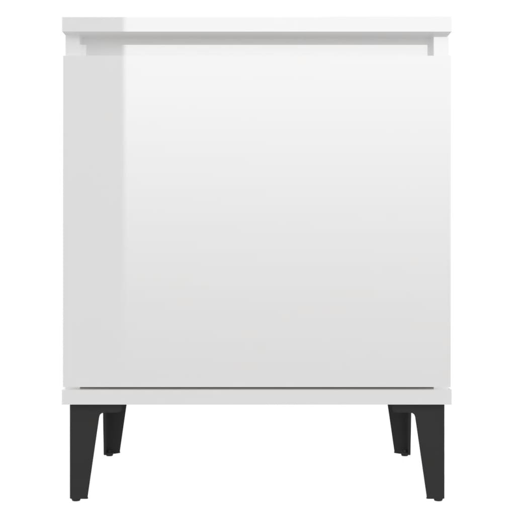 vidaXL Tables de chevet avec pieds en métal blanc brillant 40x30x50 cm