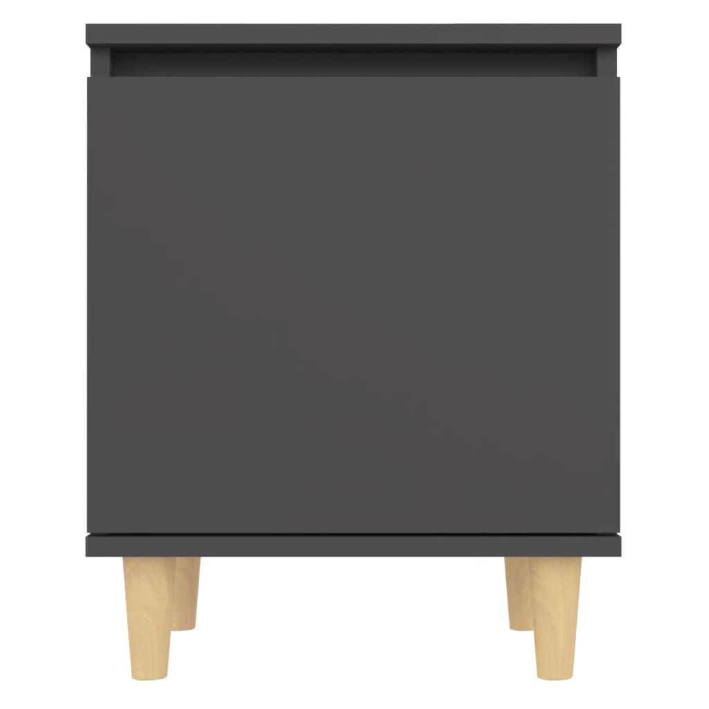 vidaXL Table de chevet avec pieds en bois solide Gris 40x30x50 cm