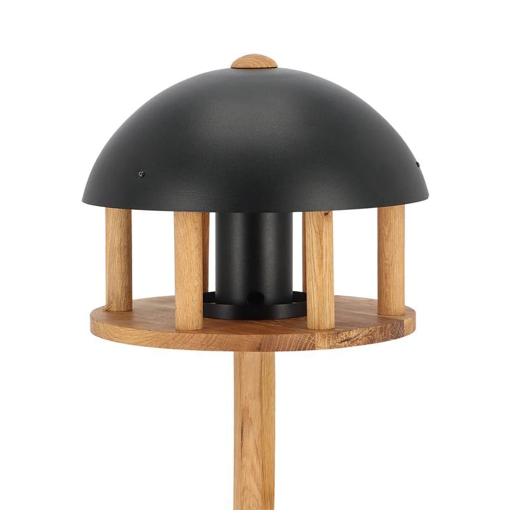 Esschert Design Mangeoire à oiseaux avec silo et toit rond Noir