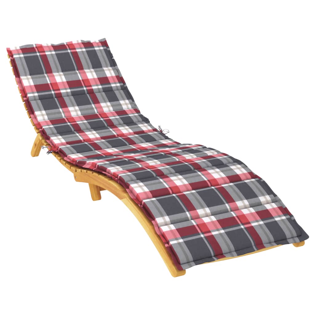 vidaXL Coussin de chaise longue à carreaux rouge 200x60x3 cm