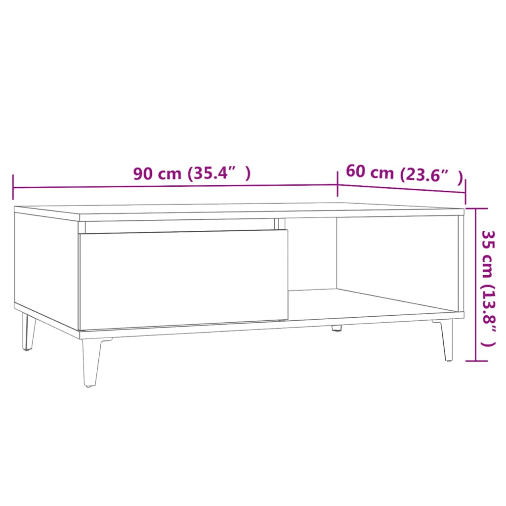 vidaXL Table basse Gris béton 90x60x35 cm Aggloméré