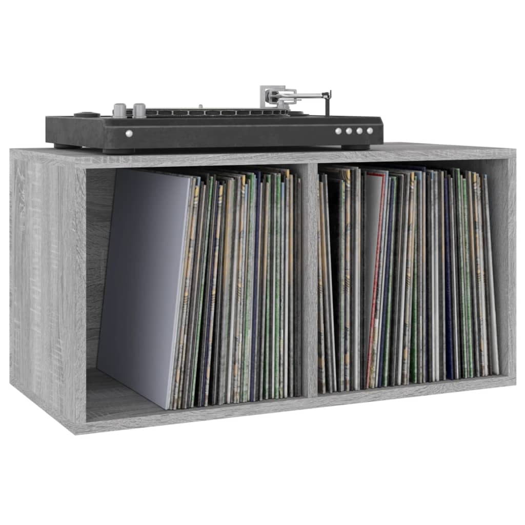 vidaXL Boîte de rangement à disques vinyle Sonoma gris 71x34x36 cm