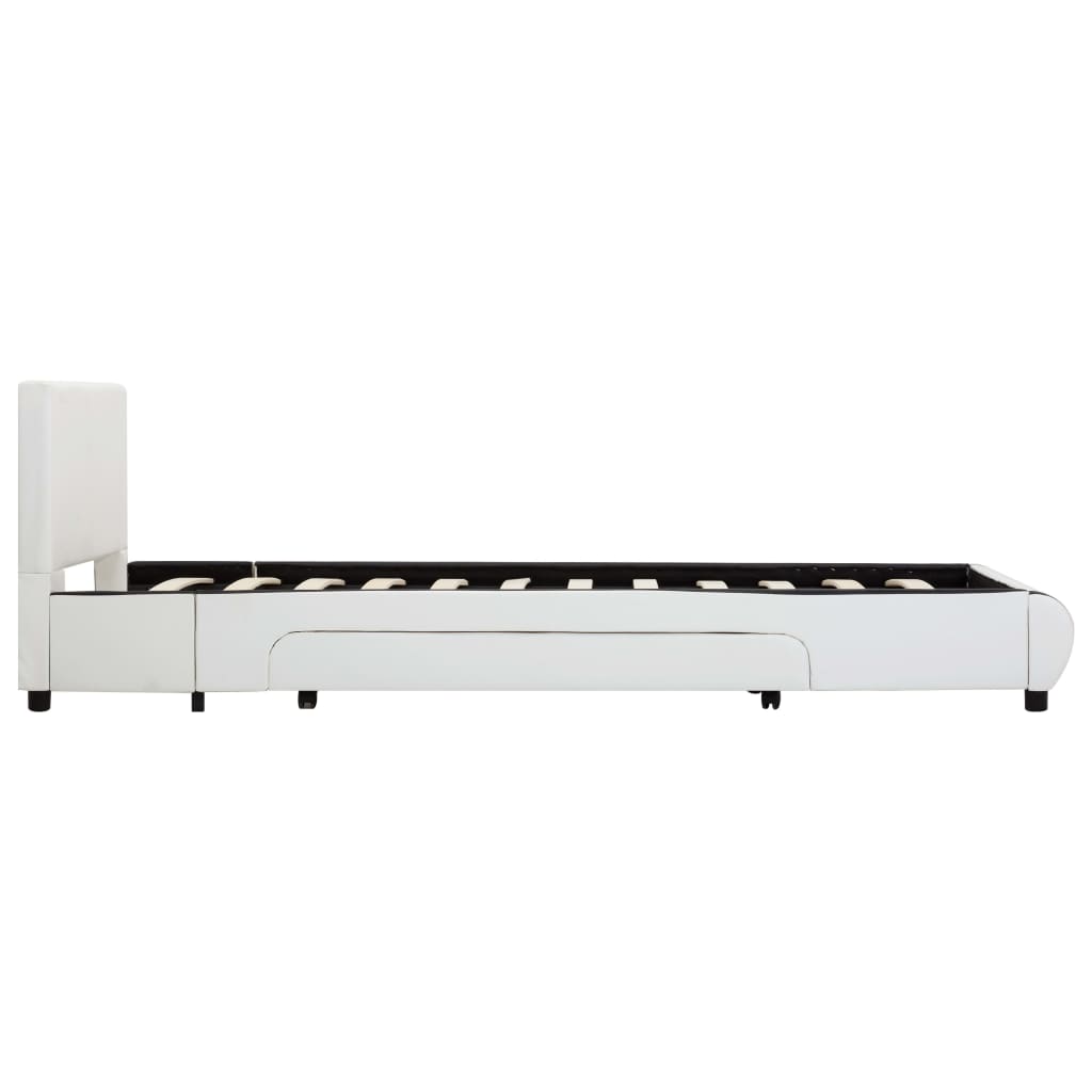 vidaXL Cadre de lit avec tiroirs Blanc Similicuir 100 x 200 cm