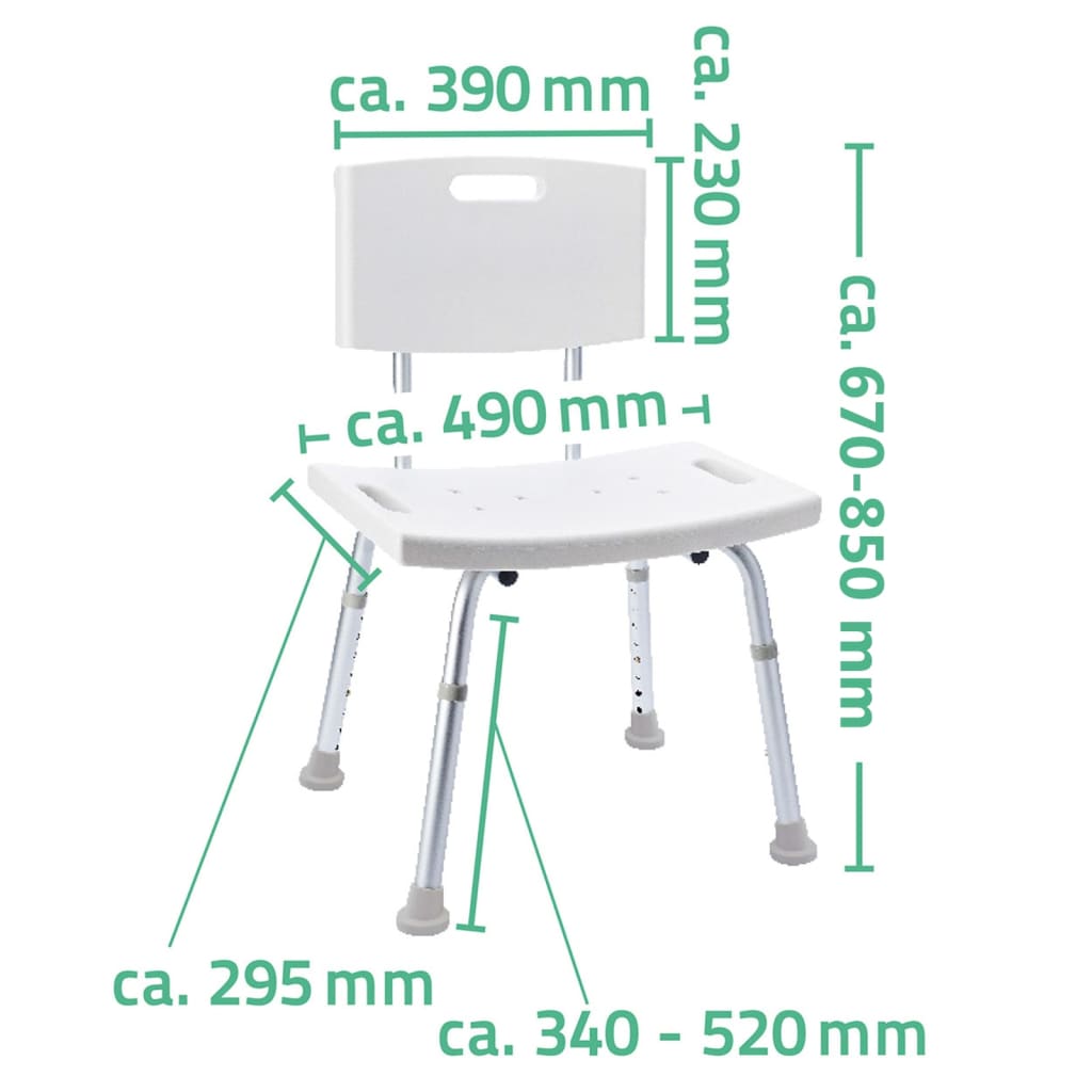 RIDDER Chaise de salle de bain Blanc 150 kg A00602101