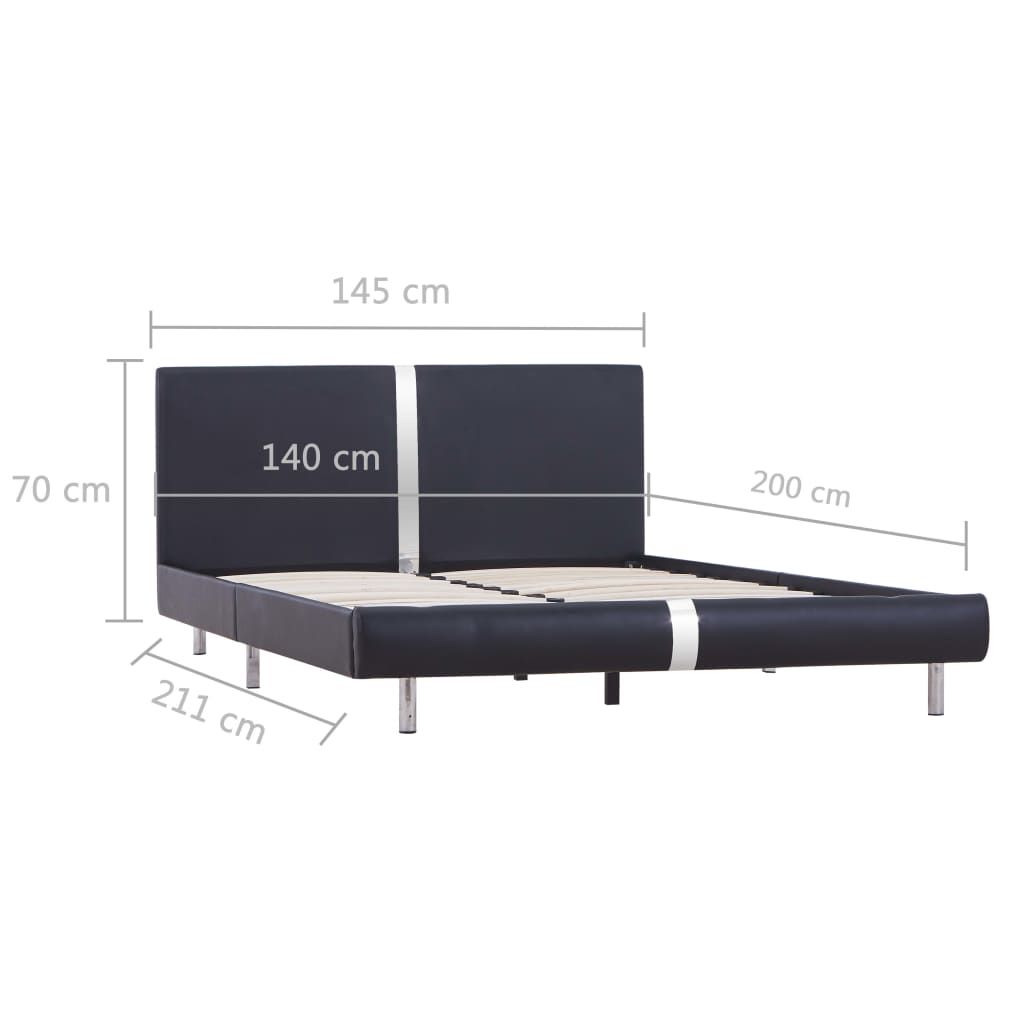 vidaXL Cadre de lit Noir Similicuir 140 x 200 cm