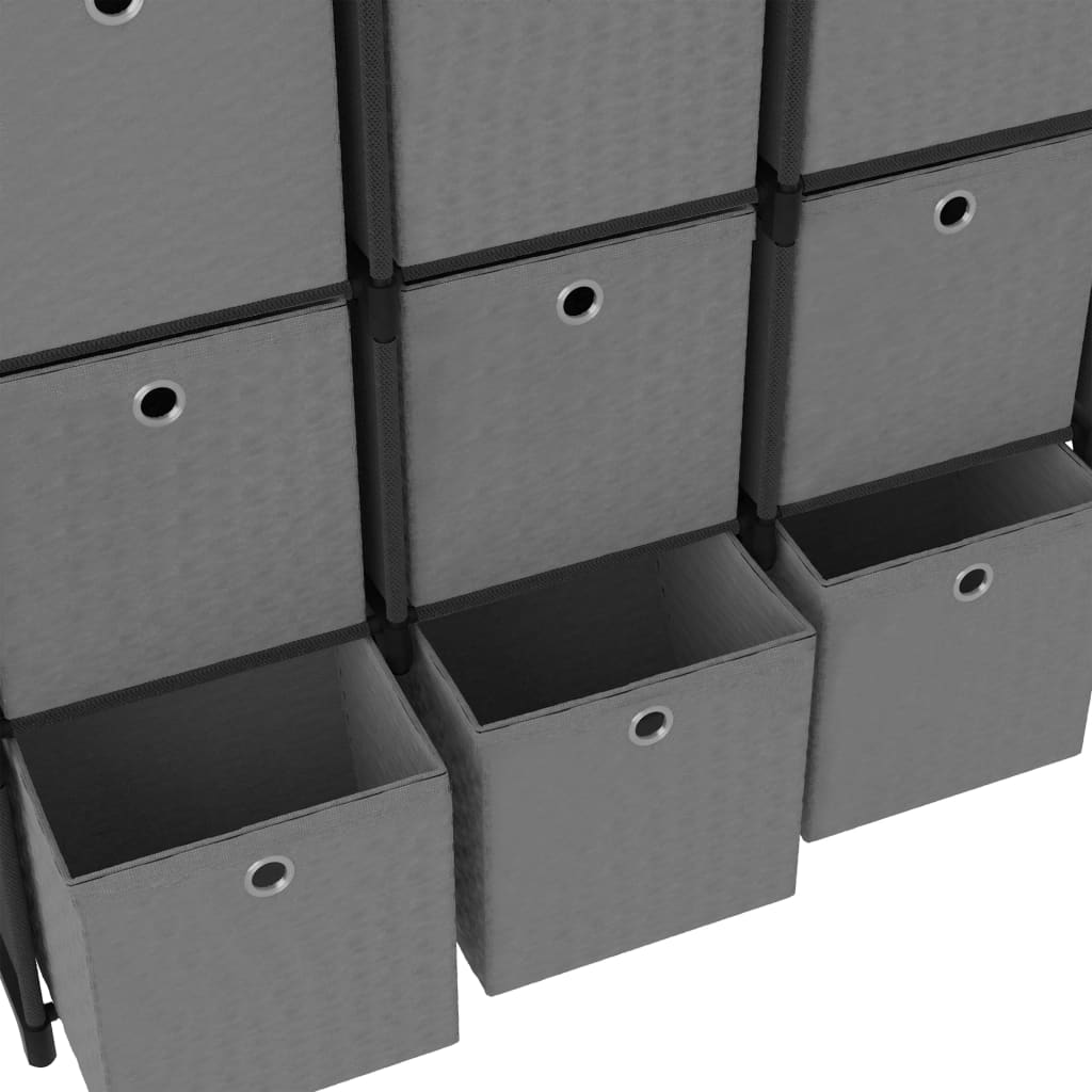 vidaXL Étagère à 9 cubes avec boîtes Noir 103x30x107,5 cm Tissu