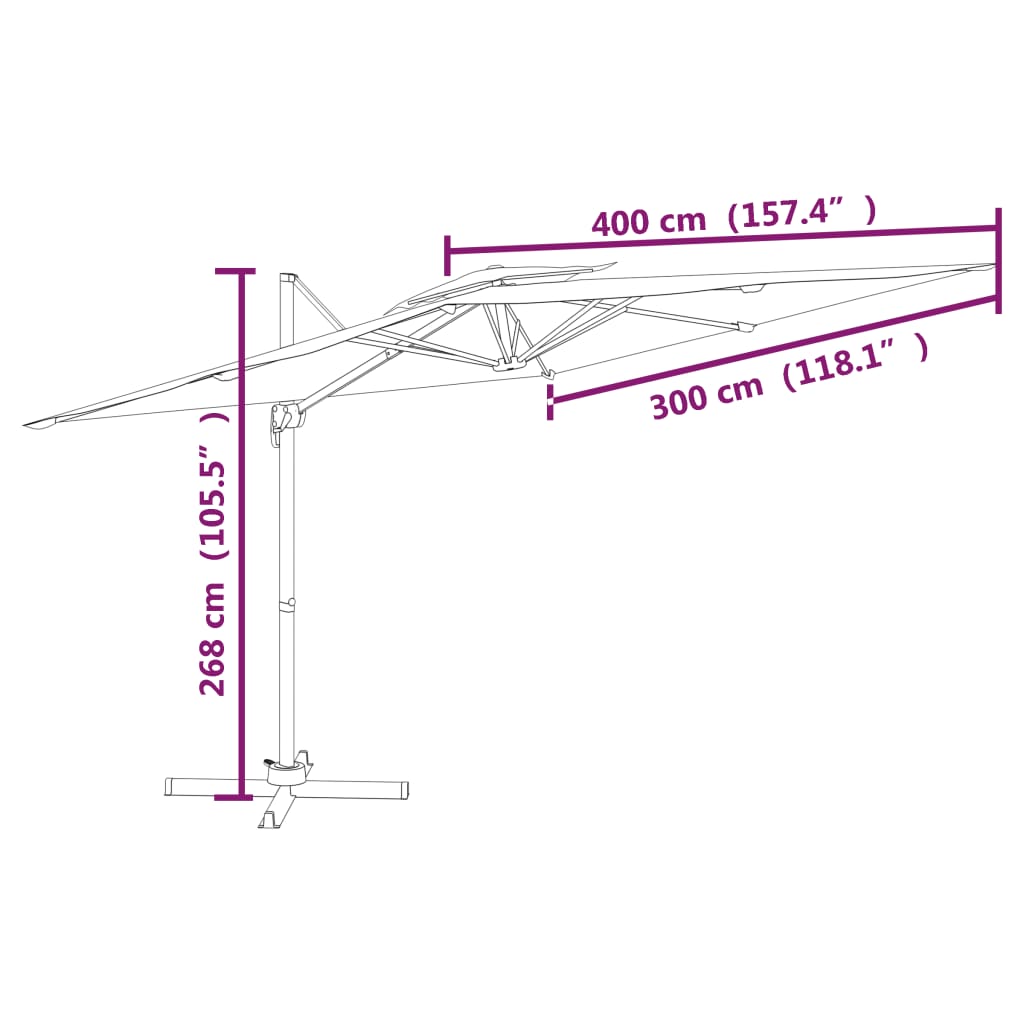 vidaXL Parasol cantilever à double toit Anthracite 400x300 cm