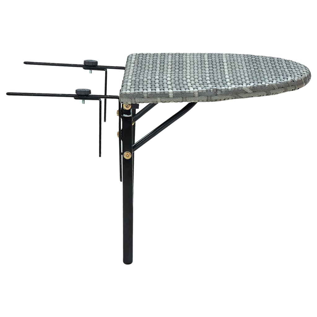 vidaXL Table de balcon Gris 60x60x40 cm Résine tressée