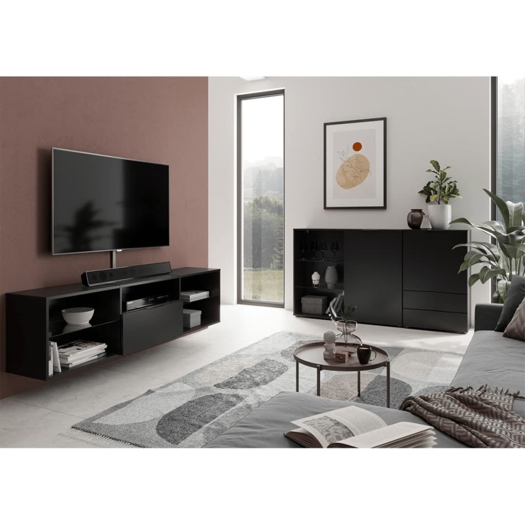 FMD Meuble TV 153,5x31,7x52 cm noir