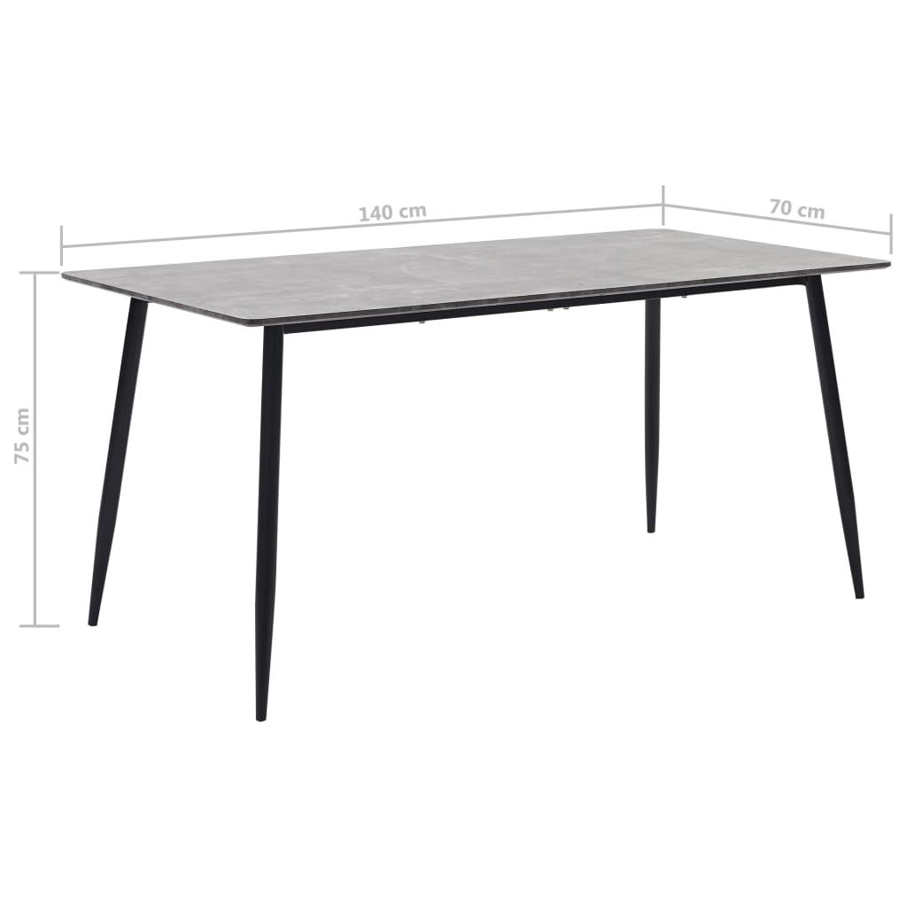 vidaXL Table de salle à manger Gris 140x70x75 cm MDF