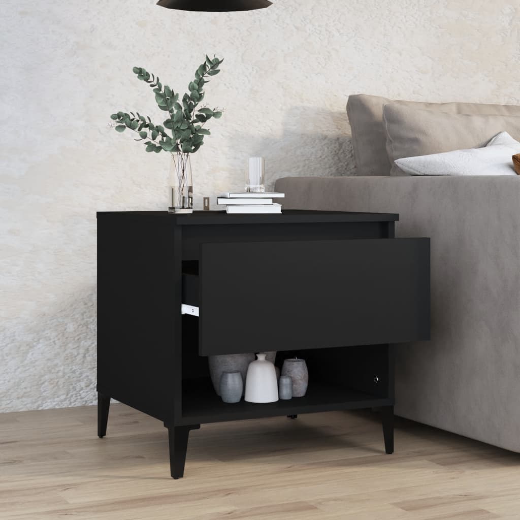 vidaXL Table d'appoint Noir 50x46x50 cm Bois d’ingénierie