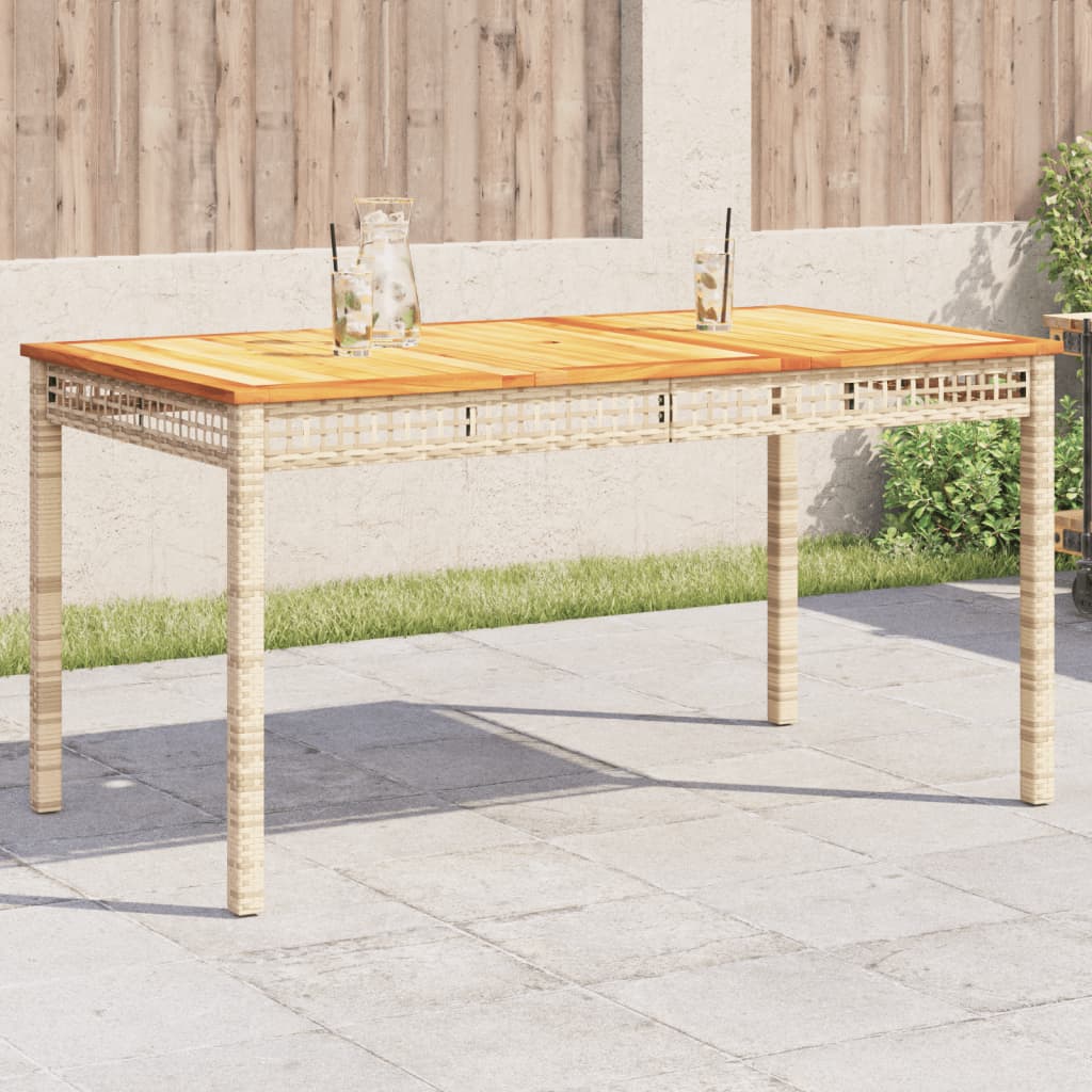vidaXL Table de jardin beige 140x80x75 cm résine tressée et acacia