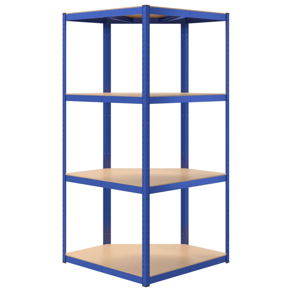 vidaXL Étagère d'angle à 4 niveaux Bleu Acier et bois d'ingénierie