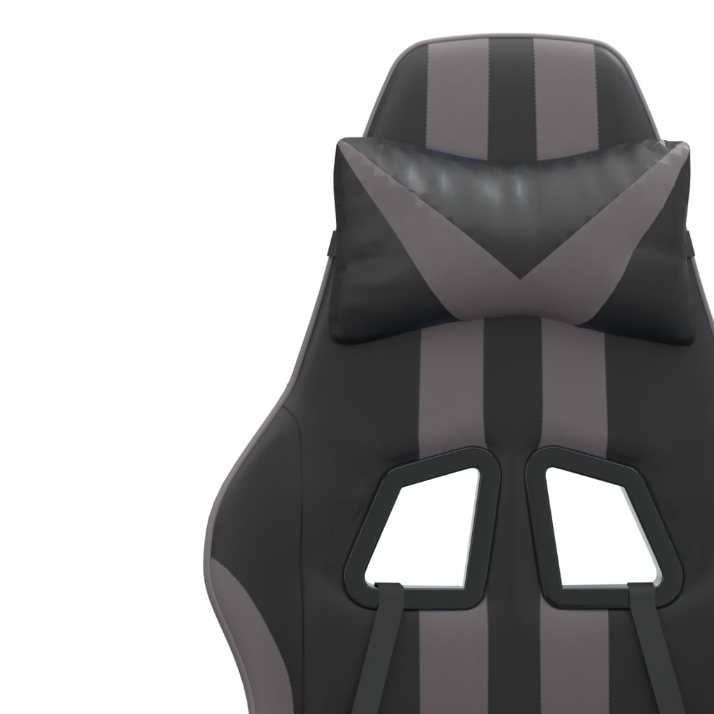 vidaXL Chaise de jeu pivotante et repose-pied Noir et gris Similicuir