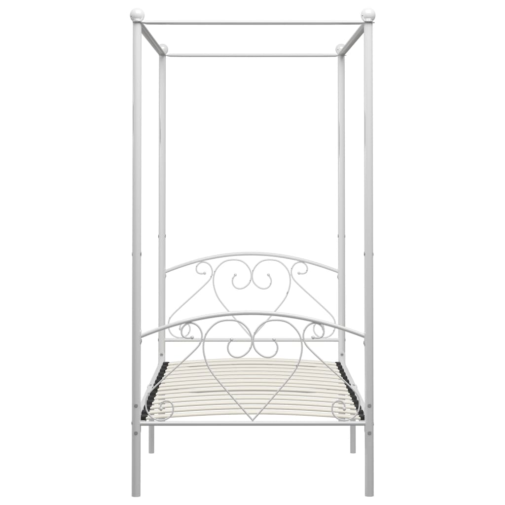 vidaXL Cadre de lit à baldaquin Blanc Métal 100 x 200 cm