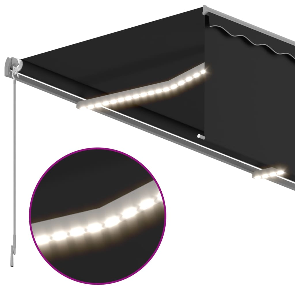 vidaXL Auvent rétractable manuel avec store LED 3,5x2,5 m Anthracite