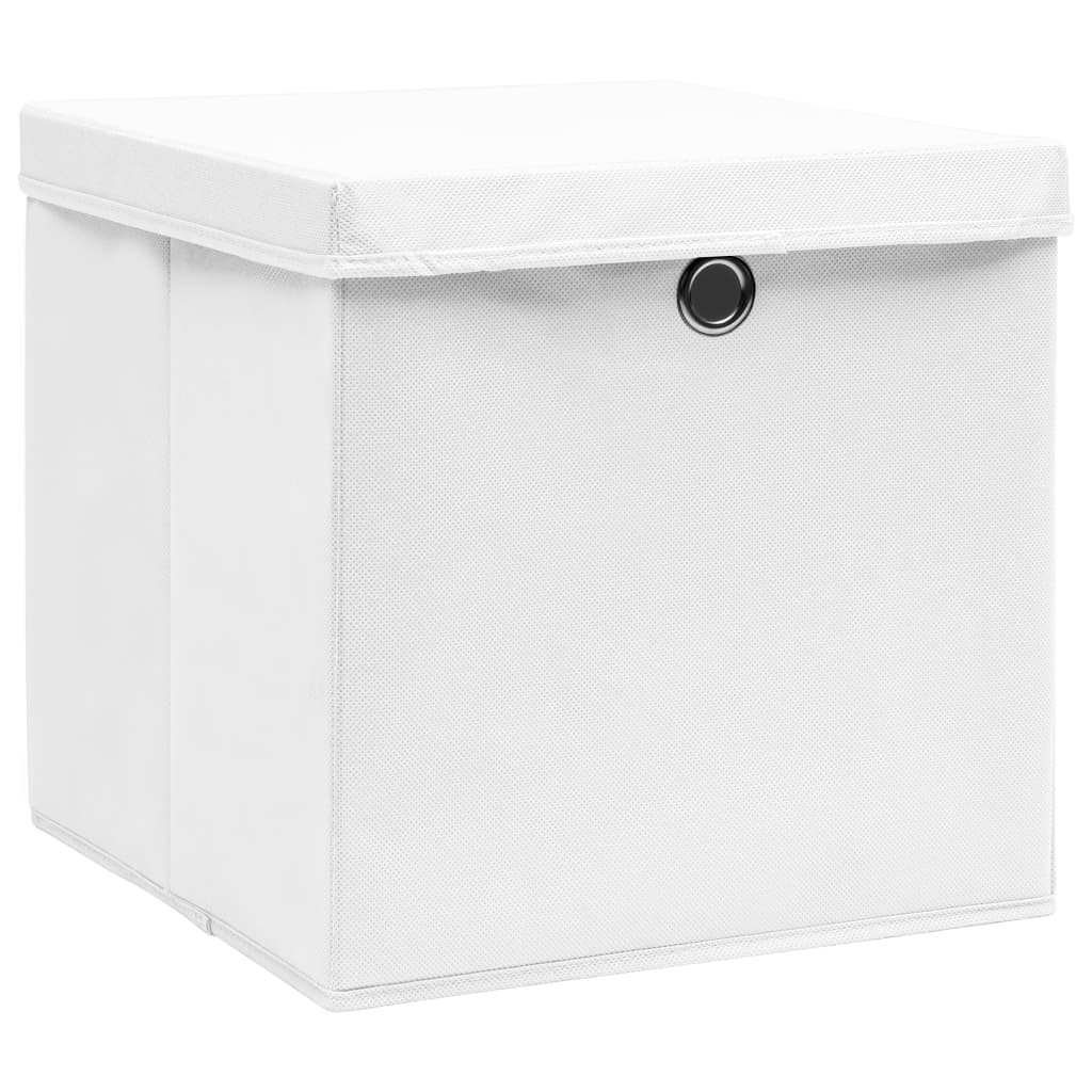 vidaXL Boîtes de rangement avec couvercles 10 pcs 28x28x28 cm Blanc
