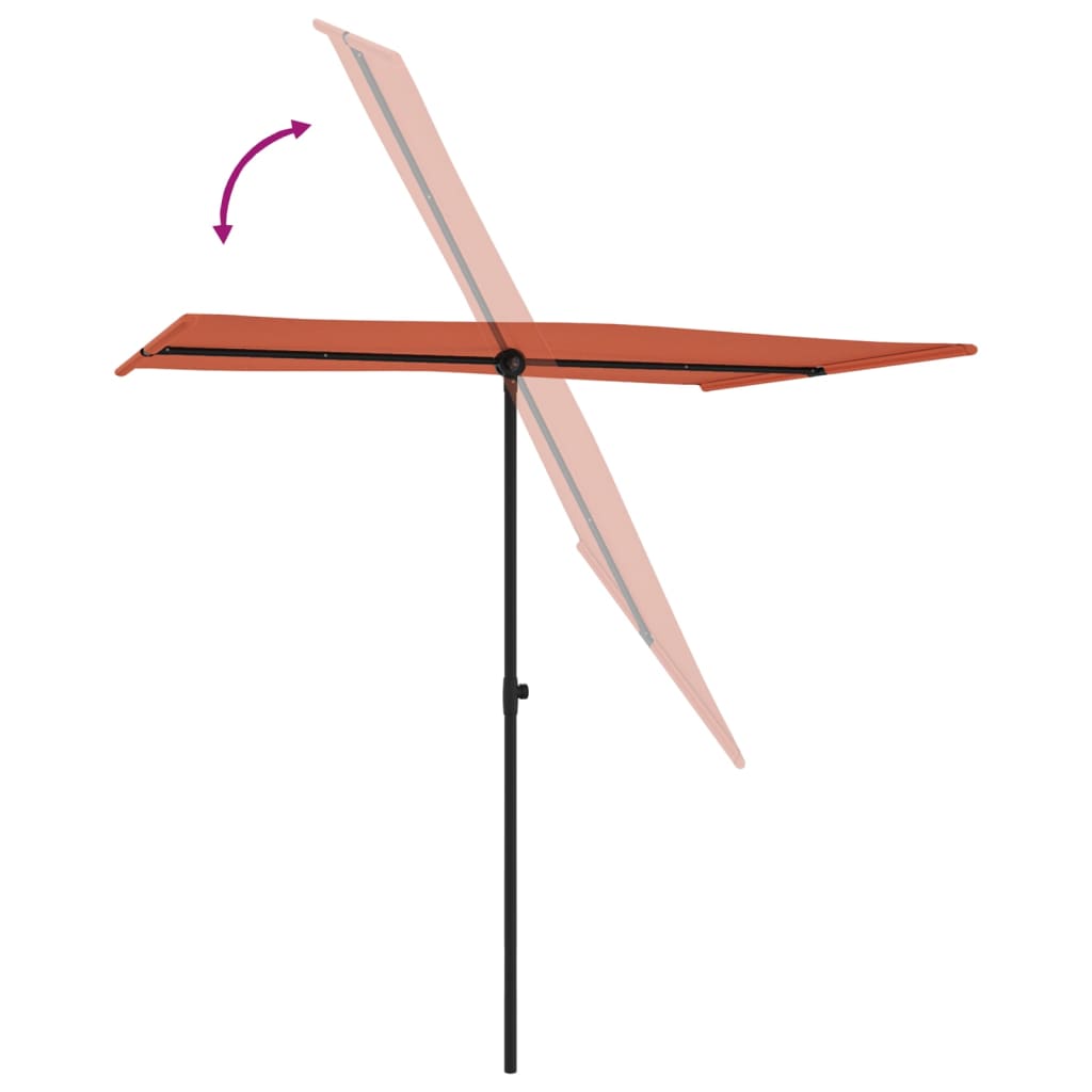 vidaXL Parasol d'extérieur avec mât en aluminium 2x1,5 m Terre cuite