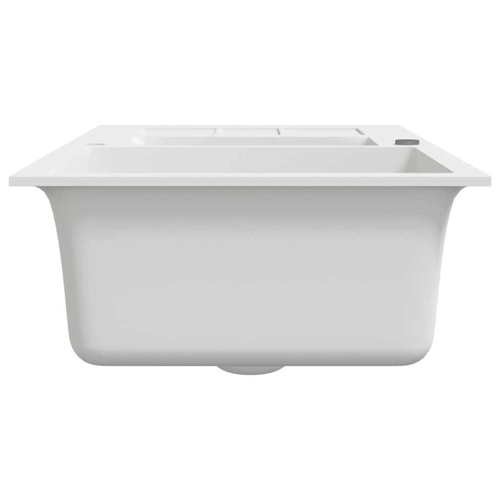 vidaXL Évier de cuisine avec deux lavabos Blanc Granit