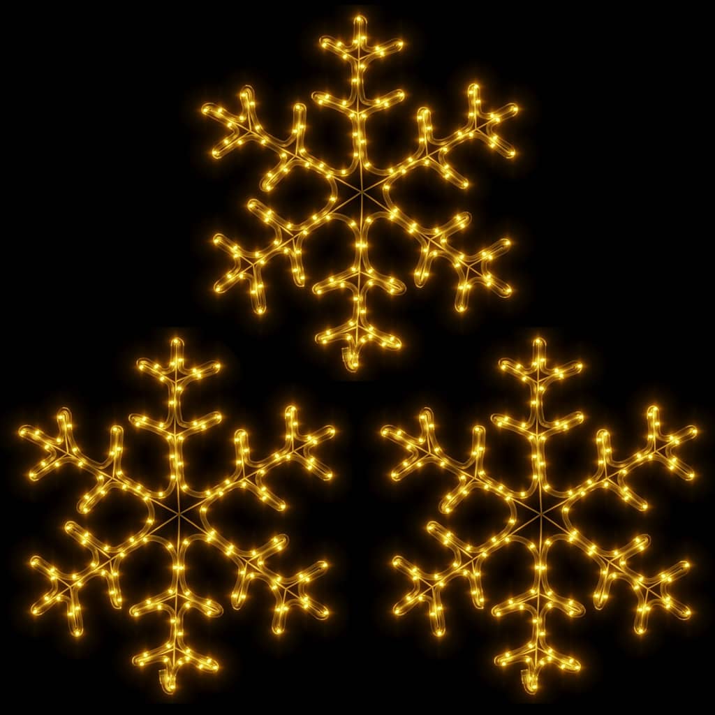 vidaXL Flocons de neige de Noël avec LED 3 pcs Blanc chaud 59x59 cm