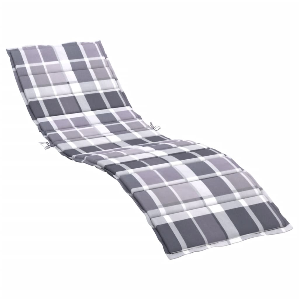 vidaXL Coussin de chaise longue motif à carreaux gris 200x60x3 cm