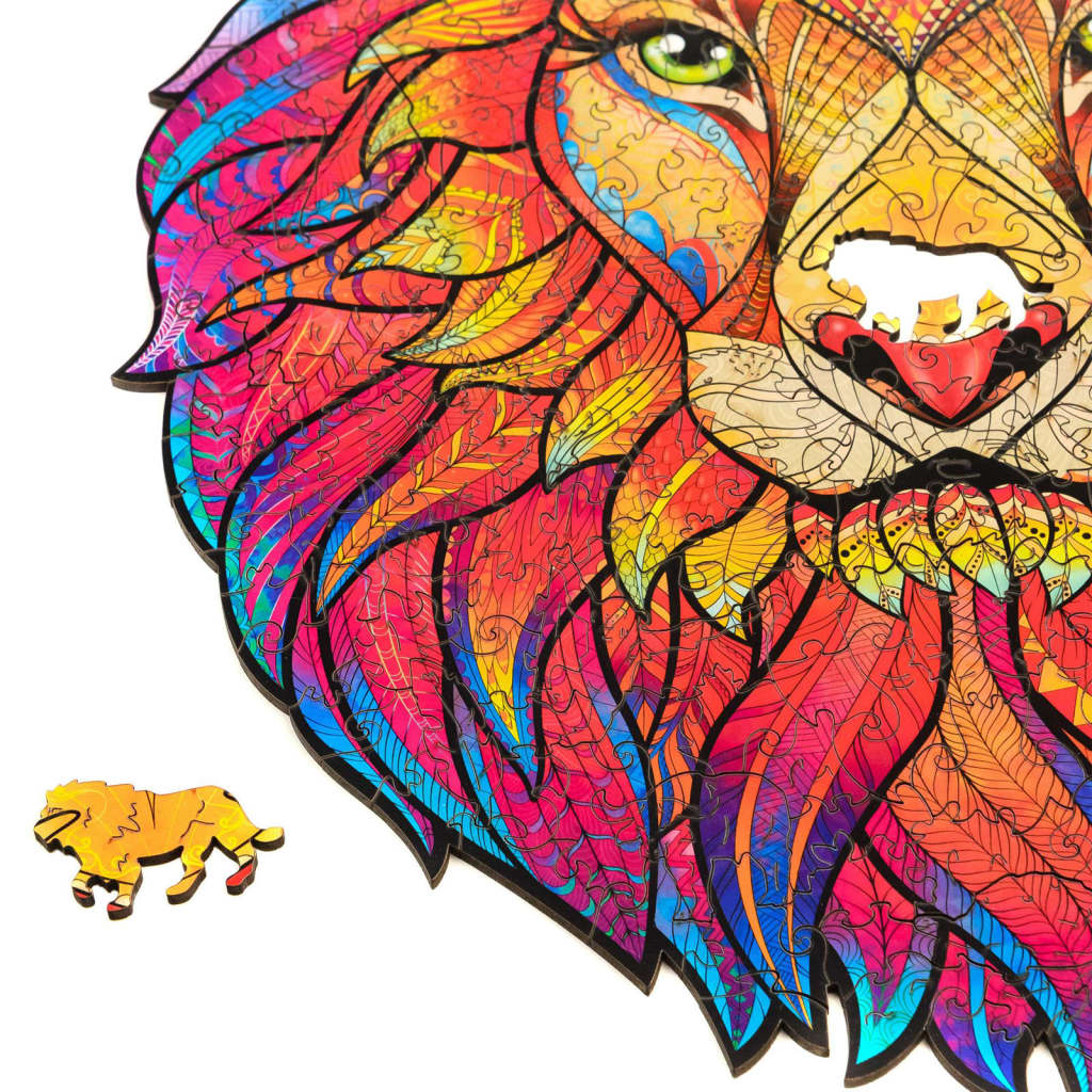 UNIDRAGON Puzzle en bois 327 pcs Mysterious Lion Très grand 31x40 cm