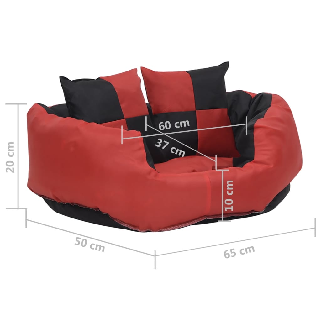 vidaXL Coussin réversible lavable pour chien Rouge et noir 65x50x20 cm