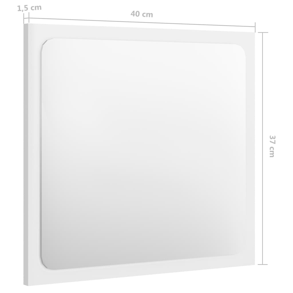 vidaXL Miroir de salle de bain Blanc brillant 40x1,5x37 cm Aggloméré