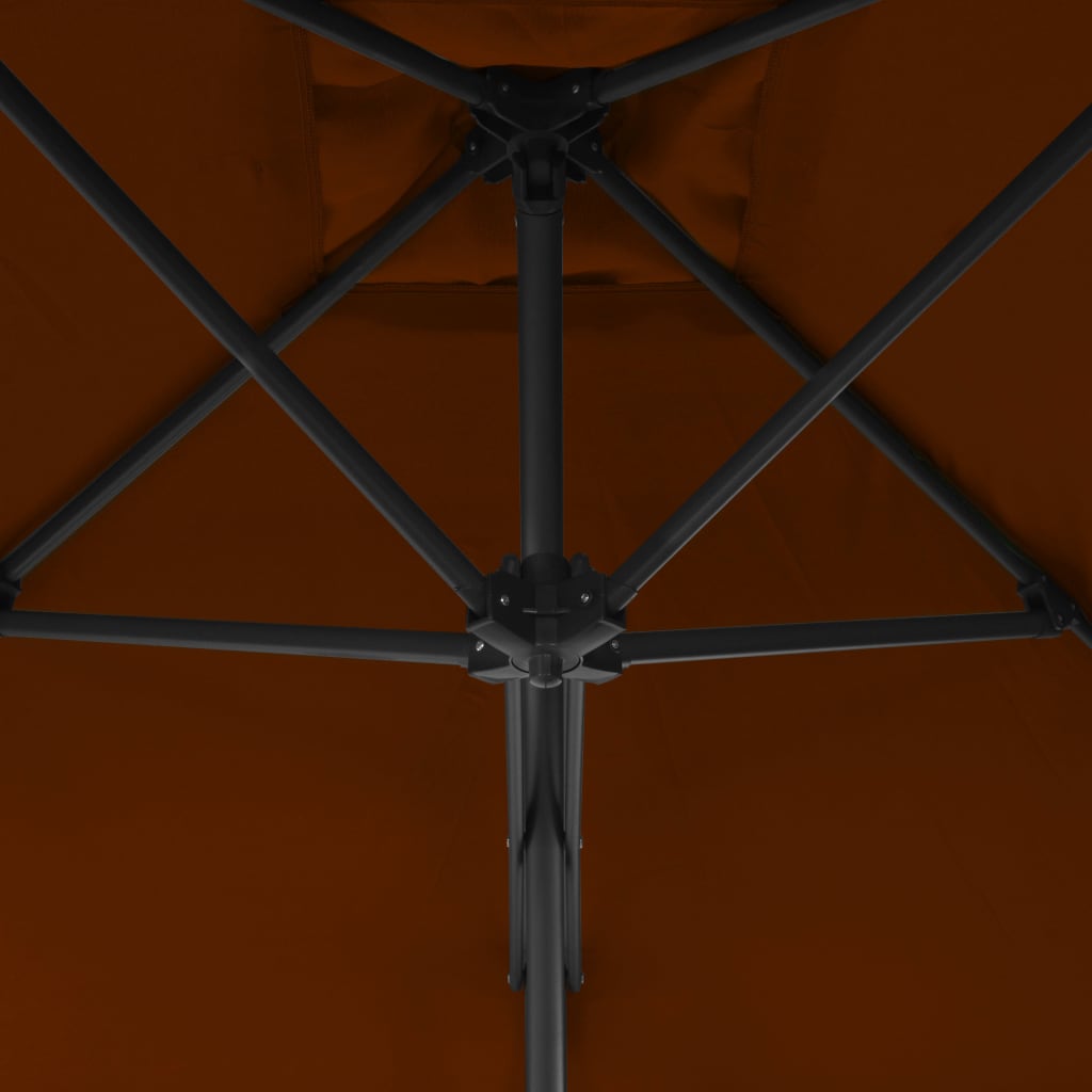 vidaXL Parasol d'extérieur avec mât en acier Terre cuite 250x250x230cm
