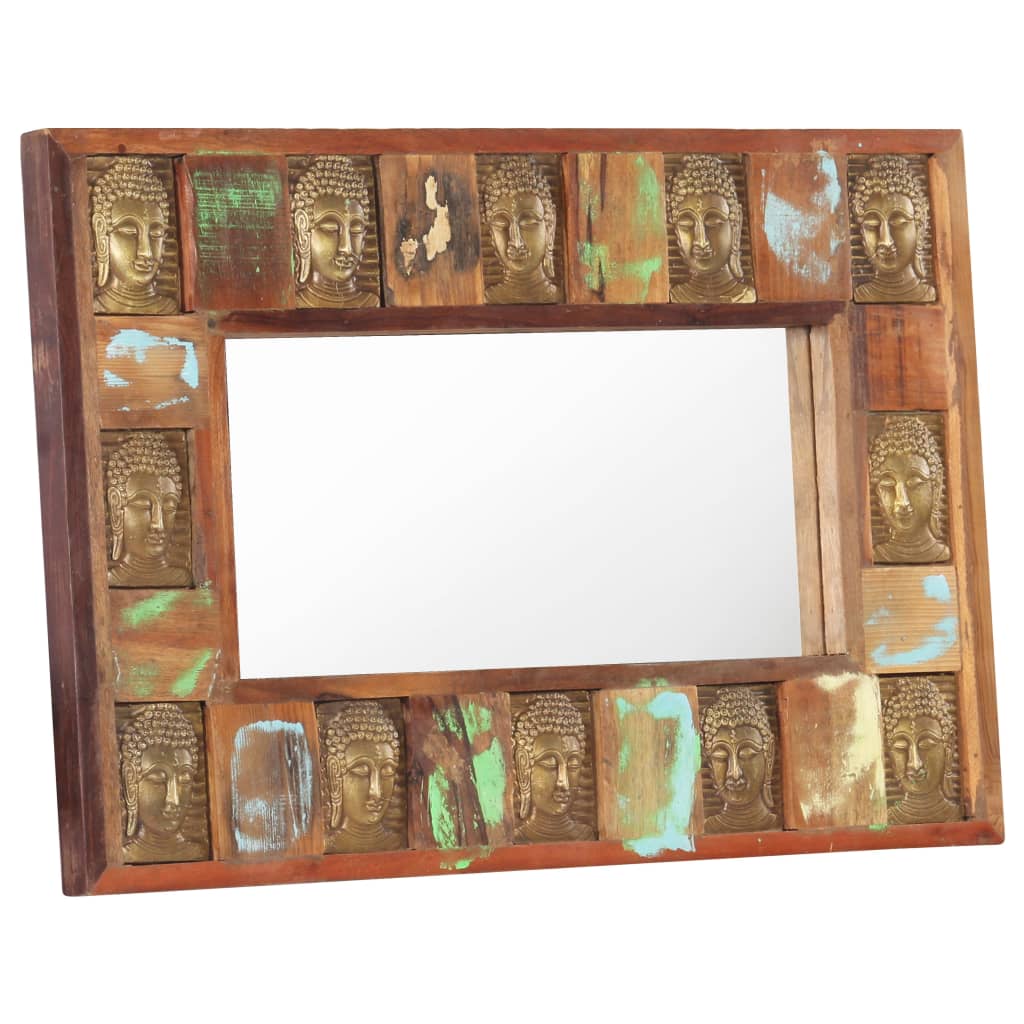 vidaXL Miroir avec revêtement Bouddha 80x50 cm Bois de récupération