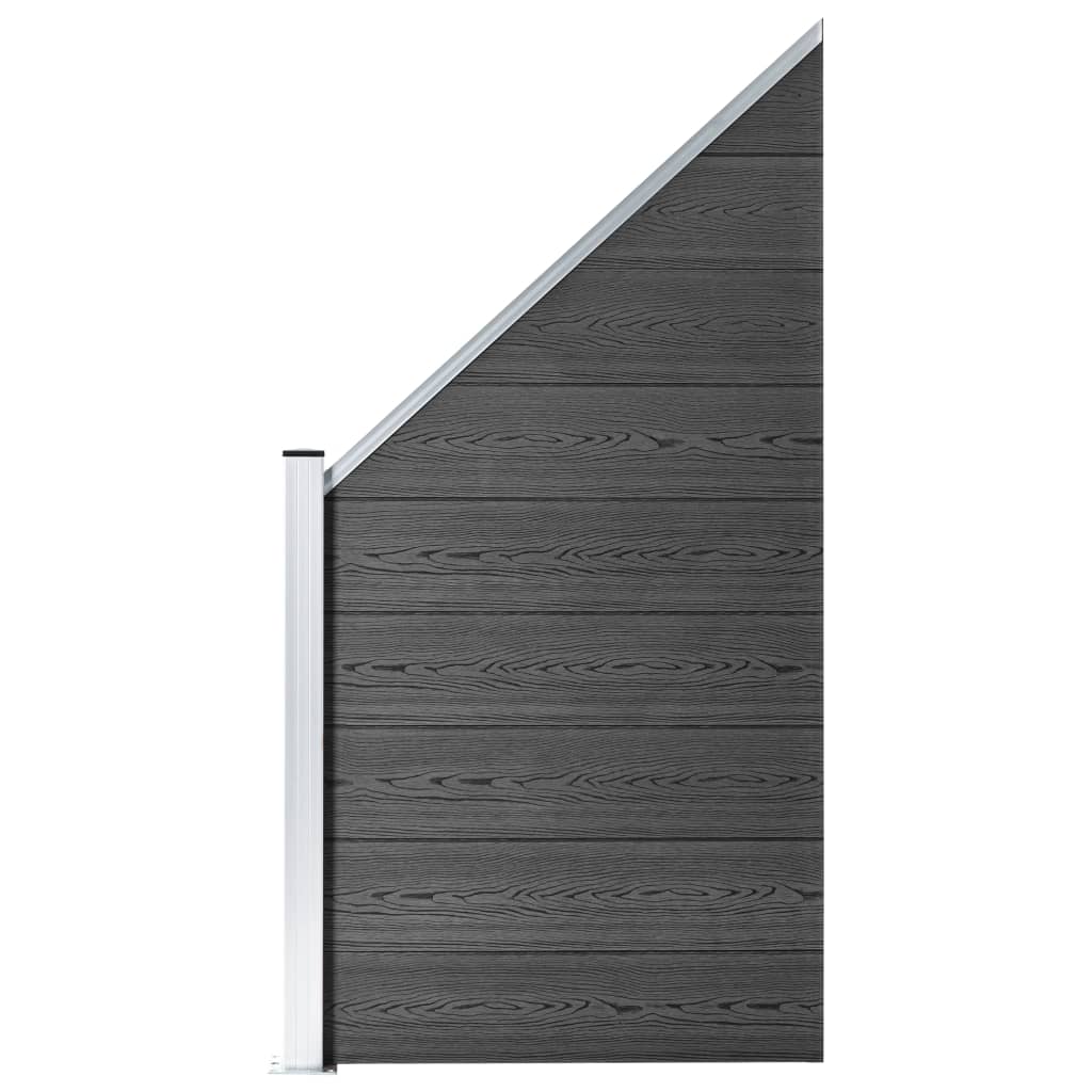 vidaXL Ensemble de panneau de clôture WPC 1484x(105-186) cm Noir