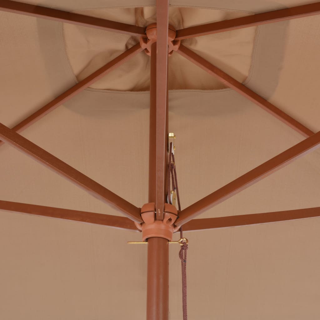 vidaXL Parasol d'extérieur avec mât en bois 200 x 300 cm Taupe